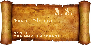 Mencer Mária névjegykártya